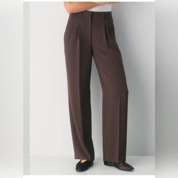 Wilfred Aritizia Effortless Pant Brown Wode Leg High Rise Trousers Size 4 - Picture 1 of 9